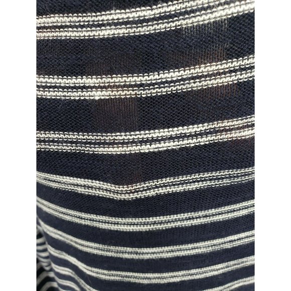 Loft Women's Blue Gray Striped Pullover 3/4 Sleeve See Through Shirt Size Large - Picture 5 of 11